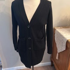 ANN TAYLOR BLACK SWEATER JACKET NEW WITH TAGS SIZE XSP TWO PATCH POCKETS